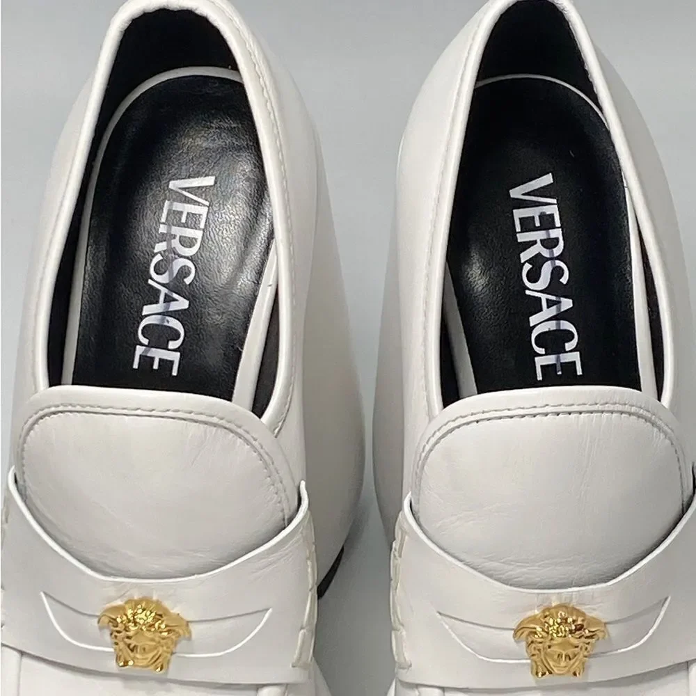 Versace Leather Platform Wedge Loafers size 36